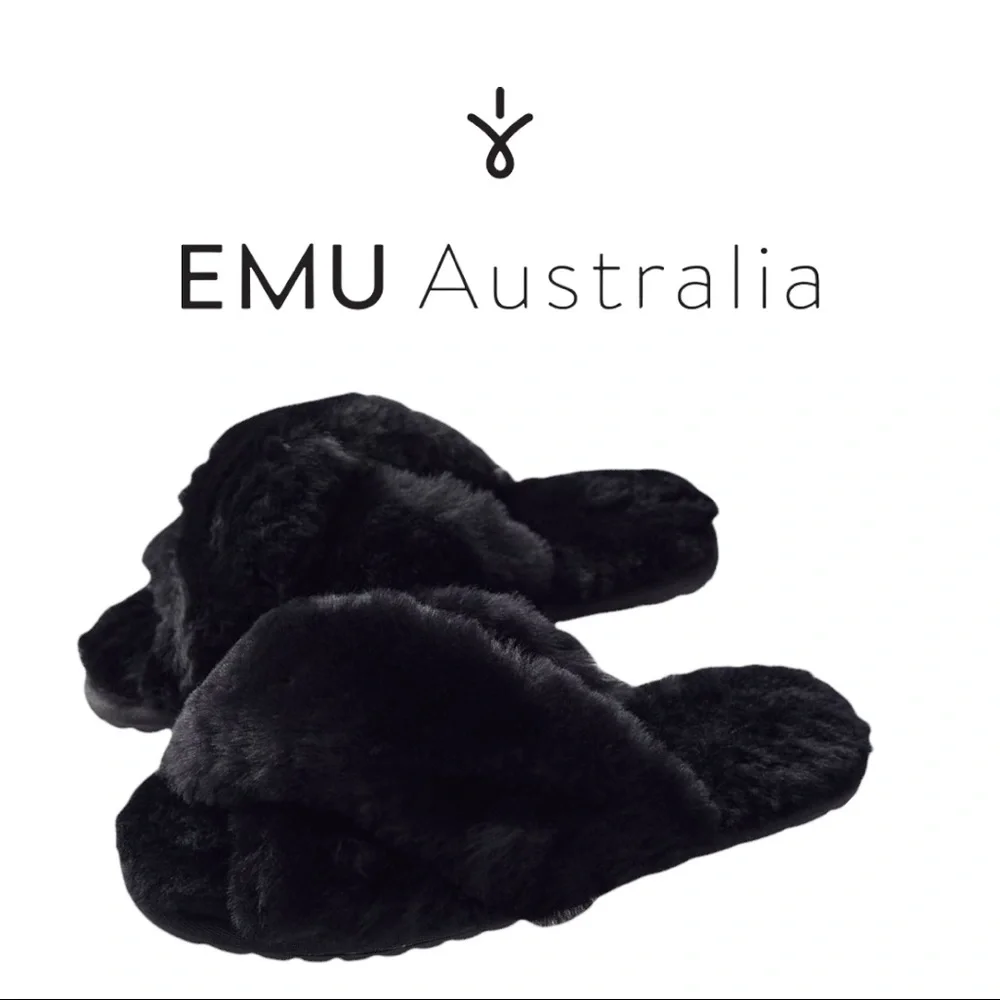 NEW EMU Australia Mayberry Black Slide Slippers 8 - Picture 2 of 2